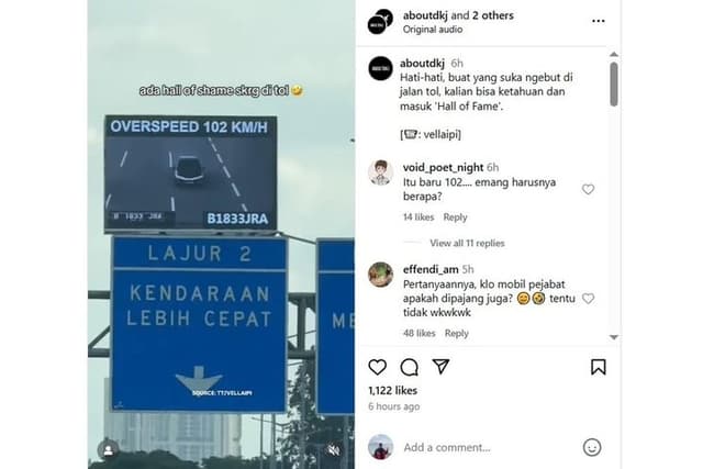 Lewati Batas Kecepatan,  Bakal Mejeng di 'Wall of Shame' Jalan Tol