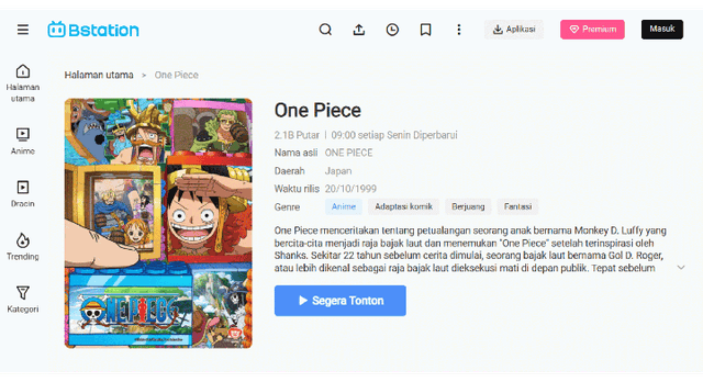 Nonton Anime One Piece Legal Sub Indo di Bstation