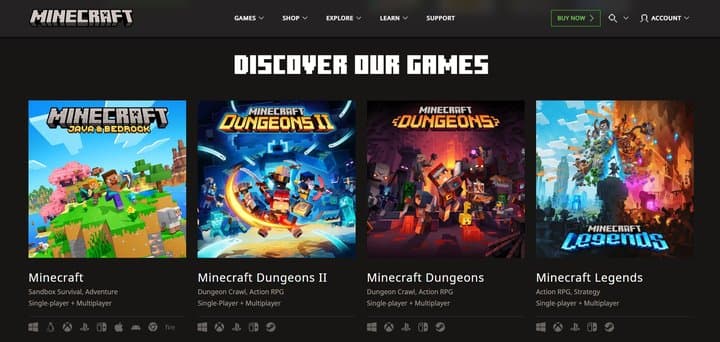 Perbedaan Minecraft Java Bedrock, Dungeons I & II, Legends