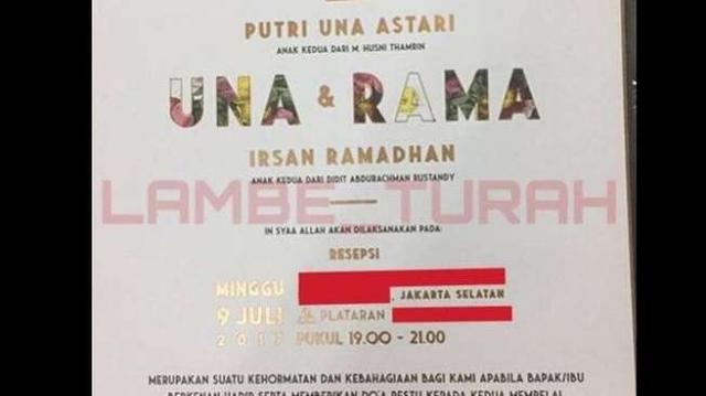 Beredar, Undangan Pernikahan DJ Una 9 Juli