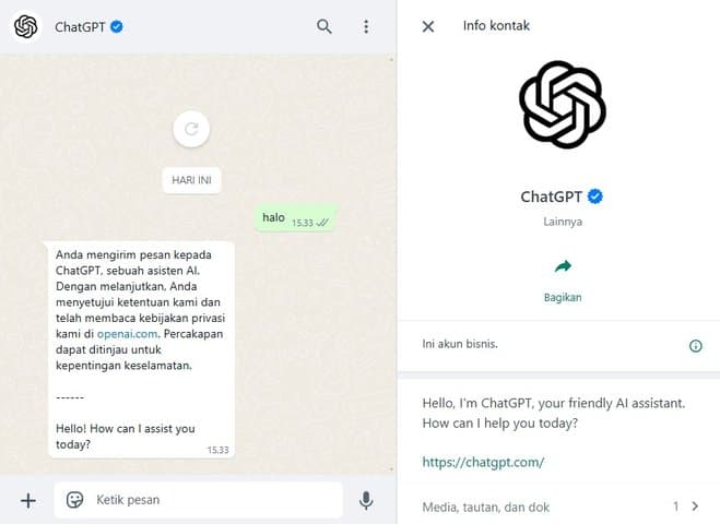 Makin Gampang Diakses, ChatGPT Hadir di WhatsApp Makin Gampang Diakses, ChatGPT Hadir di WhatsApp