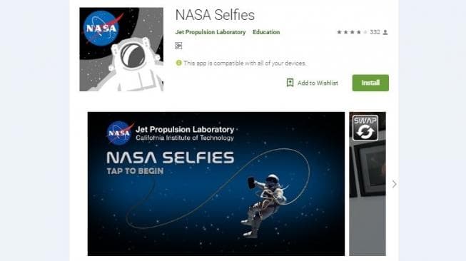 NASA Rilis Aplikasi Selfie dan VR