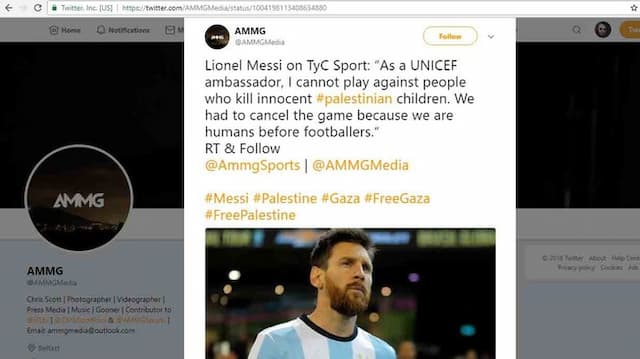 Hoax Soal Lionel Messi dan Pembatalan Laga Israel vs Argentina