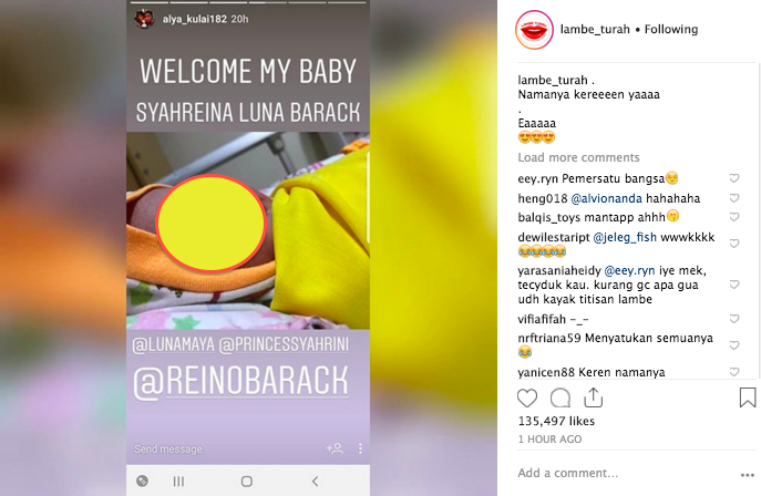 Akun Instagram Orang Tua yang Namai Anaknya Syahreina Luna Barack Diserbu Netizen