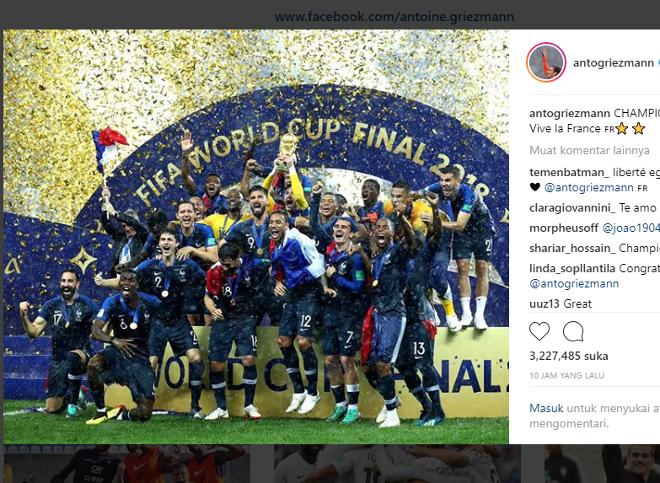 5 Pose Kocak Pemain Prancis dengan Trofi Piala Dunia 2018
